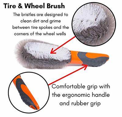 Birdrock Home 6pc Car Wash Kit - Microfiber Cleaner - Tire Wheel Brush - Sponge - Duster - Extendable Cleaning Tool - Detailing Set - Guy Gifts - Car