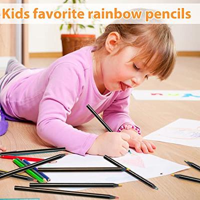 nsxsu 30 Pieces Rainbow Colored Pencils for Kids, 4 in 1 Color Pencils,  Easter Pencil Gifts Rainbow Pencil, Multi Colored Pencil, Fun Pencils,  Pre-sharpened (Style A) 