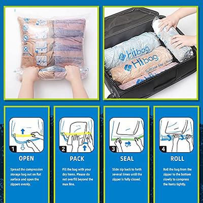 Spacesaver 8 x Premium Travel Roll Up Compression Storage Bags for Suitcases