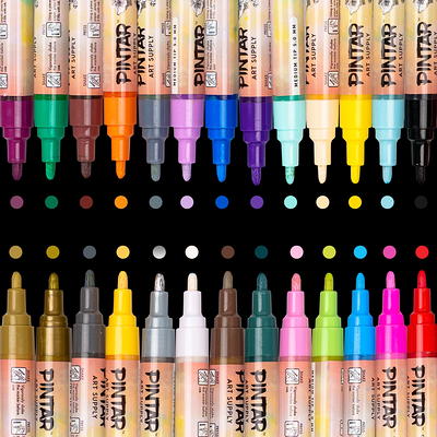 Grabie Acrylic Paint Pens - 28 Color Extra Fine Tip Markers for Painting  Various Surfaces - Premium Art Supply Set