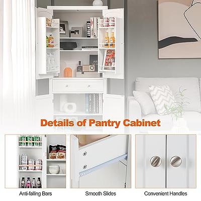 AVZEAR Kitchen Pantry Cabinet, Glass Door Cupboard 69.7 Freestanding  Multifunctional Kitchen Pantry Cabinet Storage Cabinet Cupboard with 6  Doors,4 Shelves and 1 Drawer, White - Yahoo Shopping