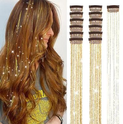 Shining Gold Tinsel Hair Extensions 19.5 Inches Hair Tinsel Glitter Hair  Extensions For Women Girls Hair Accessories For Gifts