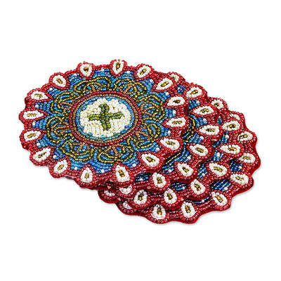 Round Glass Tile Coasters Handcrafted in India (set of 6) - Earth's Vanity