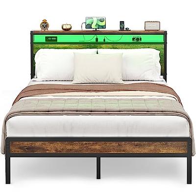 Rolanstar Twin Size Bed Frame with Charging Station and LED