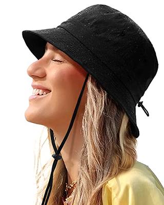 With Windproof Rope Wide Brim Sun Hat Bucket Hat Beach Cap Fisherman Cap