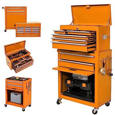 8 Drawer High Capacity Rolling Tool Chest, Large Removable Steel Tool Box  with Lockable Drawers and Wheels, 2 in 1 Portable Toolbox Storage Cabinet