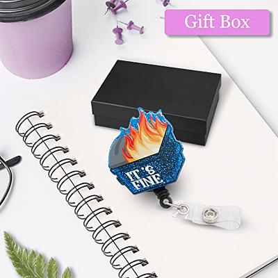 Its Fine Dumpster Fire Blue Retractable Badge Reel Funny ER Nurse