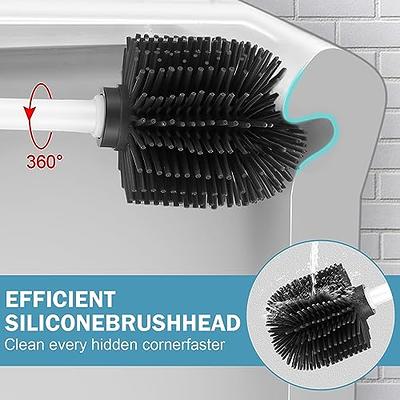 3 Pack Flexer Silicone Toilet Brush,Toilet Brush and Holder Flat Head Flexer Brush for Toilet Rubber Toilet Brush, Deep Cleaning Flexersilicone