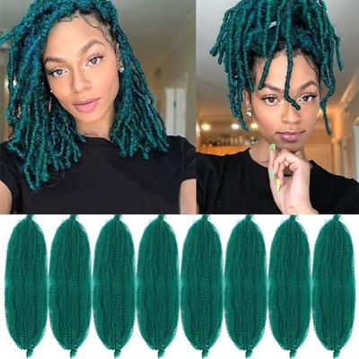 Springy Afro Twist Hair 12 Inch Green Braiding Hair 8 Packs Marley Hair  Pre-fluffed Spring
