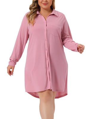 Unique Bargains Womens Nightshirt Button Down Nightgown Long
