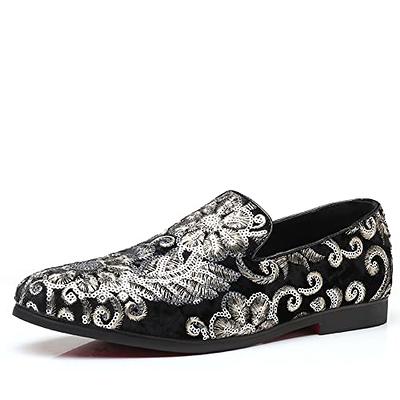 Venshine Mens Dress Loafers Slip On Shoes Glitter Wedding Party Prom ...