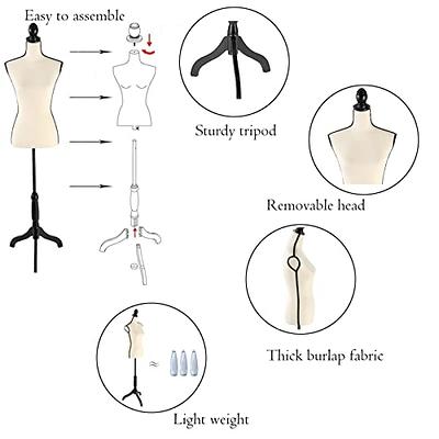 Female Dress Form, 52-64 Inch Adjustable Mannequin Dress Forms for Sewing,  Mannequin Torso Jewelry Display Wood Tripod Stand Clothing Forms,Beige