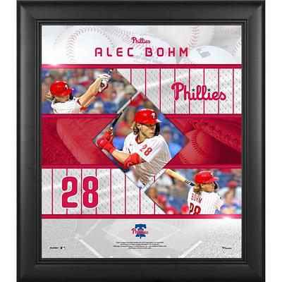 Alec Bohm Philadelphia Phillies Autographed 16 x 20 Swinging Bat Light Blue Jersey