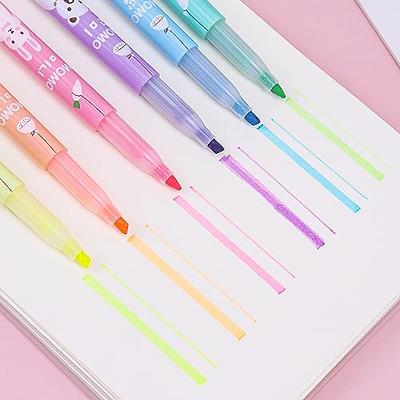 KRIZJUES Cute Highlighter Kawaii Double Head Pen, Assorted Pastel