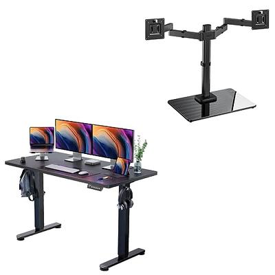 ErGear Freestanding Dual Monitor Stand, Monitor Mounts for 17 to 32 Inch  Computer Screens, Dual Monitor Arm with Tempered Glass Base for 2 Monitors