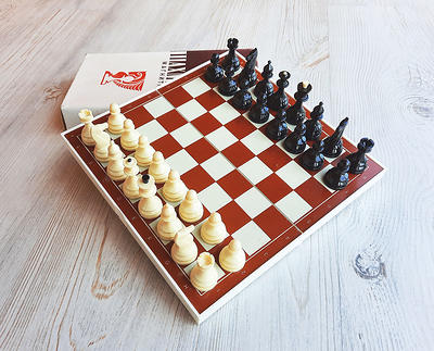 Soviet wooden chess set small - 30x30 cm chessboard vintage - Inspire Uplift