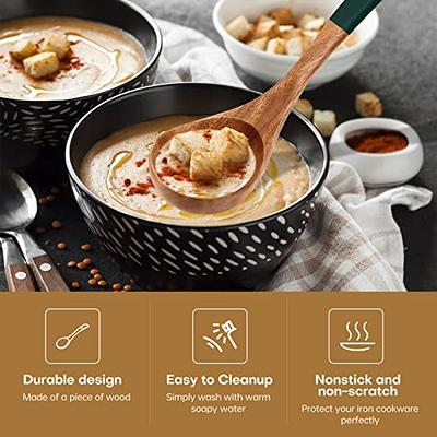 Wooden Ladle Spoon Set Long Handle Soup Ladle For Pot & Bowl Non-stick  Wooden Spoon Set For Cooking Serving Ladles