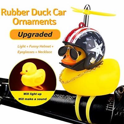 wonuu Rubber Duck Toy Car Ornaments Yellow Duck Car Dashboard Decorations  Cool Glasses Duck with Propeller Helmet