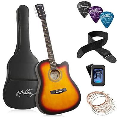 Red Left Handed Full Size Thinline Acoustic Electric Guitar with Free Gig  Bag Case & Picks