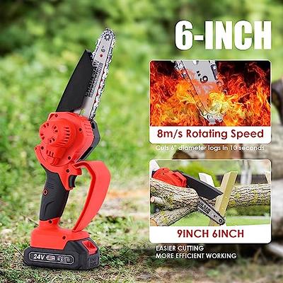 Saker 4 Inch Mini Chainsaw, Portable Electric Chainsaw Cordless, Handheld  Chain Saw Pruning Shears Chainsaw for Wood, Tree Branches , Courtyard,  Household & Garden( Chainsaw + 2 Batteries) 