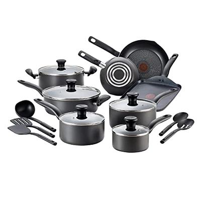 T-Fal Ingenio Nonstick Cookware Set 8 Piece Induction Oven Broiler Safe 500F Cookware, Pots and Pans, Oven, Broil, Dishwasher Safe, Black