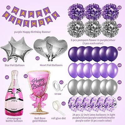 Birthday Decorations Purple and Silver Balloons, Purple Birthday