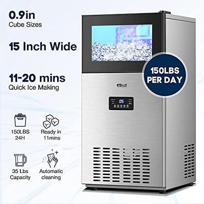 Commercial Ice Maker 160 lb./24 H Freestanding Ice Maker Machine with 35  lb. Storage, Stainless Steel