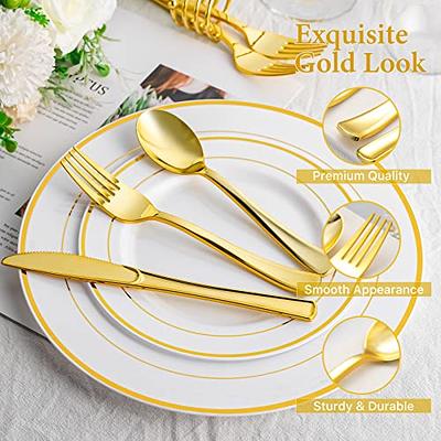 Lullaby 200pcs Gold Plastic Silverware, Gold Plastic Cutlery, Gold Utensils  Includes 100 Gold Forks, 50 Gold Spoons, 50 Gold Knives, Plastic Silverware  Sets for Parties Wedding, Birthday and Daily Use - Yahoo Shopping