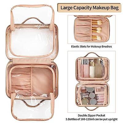 OCHEAL Makeup Bag, Double Layer Cosmetic Bag, Large Capacity New Look Clear  Cosmetic Case for Women Travel Beauty Essentials, Multiple Compartments