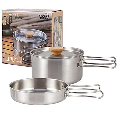 Bisgear Camping Cookware Portable Backpacking Stove Canister Stand Tripod  Stainless Steel Cup Flatware Mess Kit - Camping Pot and Pans Cooking Set 