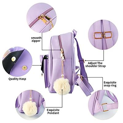 Aogist Girls Mini Leather Backpack Purse 3 Pieces Set Bowknot Small Backpack Cute Casual Travel Daypacks Purple, Women's, Size: Medium