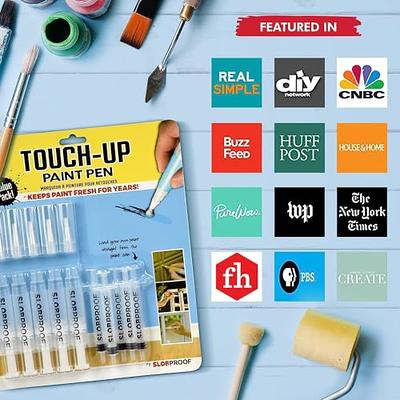 Slobproof Touch Up Paint Pen- Refillable Paint Brush Pens 2 in 1 Pack-  Paint Touch Up Pen for Walls, Paint Brush Pen, Paint Touch Up Pen for Wall,  Furniture, Kitchen Cabinet, Wood, Floor, Window 