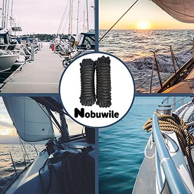 2 Pcs 3/8 x 15' Boat Dock Lines Marine Rope Mooring Rope Double Braid  Nylon Rope Dock Rope Boat Ties to Dock for Boat Accessories Boat Ropes for  Docking with Loop 