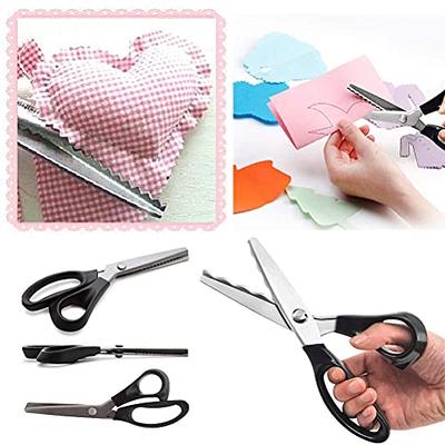 2-Piece Bundle of Zig Zag Scissors & Scalloped Pinking Shears 100%  Stainless Steel Sewing Pinking Shears for Fabric Cutting, Ideal Craft  Scissors