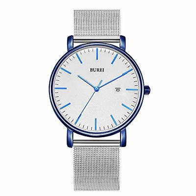 BUREI Men's Fashion Minimalist Wrist Watch Analog Date with