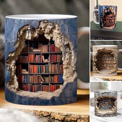 Creative 3D Bookshelf Mug 3D Book Lovers Coffee Mug Gift A Library Shelf Cup