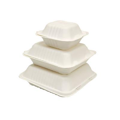 Naturezway Pro Compostable 9 x 9 x 3.2 Take-Out Containers - 200 per Case