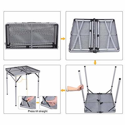 REDCAMP Folding Portable Grill Table for Camping, Lightweight Aluminum  Metal Grill Stand Table with Adjustable Height Legs for Outside Cooking  Outdoor