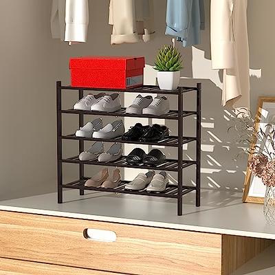 5-Tier Bamboo Freestanding Shoe Rack-Natural