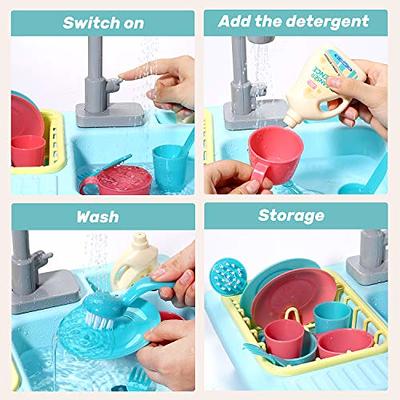  CUTE STONE Color Changing Kitchen Sink Toys, Children Heat  Sensitive Electric Dishwasher Playing Toy with Running Water, Automatic  Water Cycle System Play House Pretend Role Play Toys for Boys Girls 