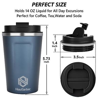 14 oz Travel Coffee Mug, 2 Pack Vacuum Insulated Coffee Travel Mug Spill  Proof with Lid and Straw, Reusable Coffee Tumbler for Keep Hot/Ice  Coffee,Tea