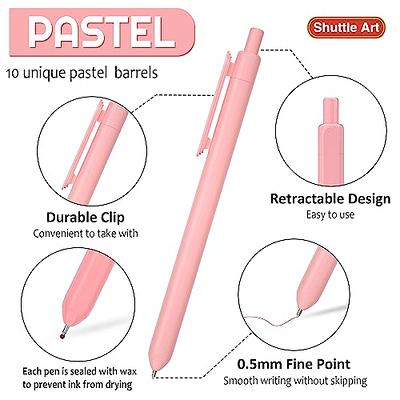 Shuttle Art Colored Retractable Gel Pens, 10 Pastel Ink Colors, Cute Pens  0.5mm Fine Point Quick Drying for Writing Drawing Journaling Note Taking  School Office Home - Yahoo Shopping