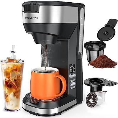KINGTOO Coffee Maker with Milk Frother, Single Serve Coffee Maker for K-Cup  Pod & Ground Coffee, Compact Coffee Maker 2 in 1 with Self Cleaning, Fast  Brewing (Black - Yahoo Shopping