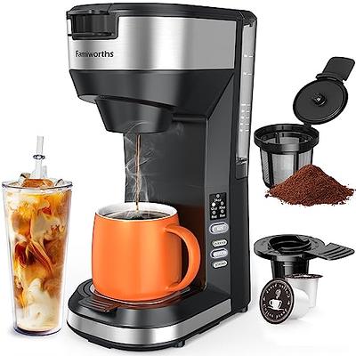 Single Serve Coffee Maker for K Cup & Ground Coffee, 6 to 14 OZ Brew Sizes,  Small Coffee Maker with 30 OZ Water Reservior & Automatic Shut-Off  Function, Adjustable Drip Tray - Yahoo Shopping