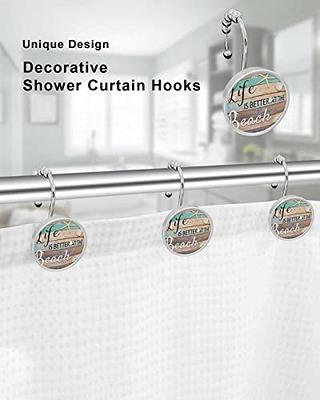 Durable Ocean Nautical Shower Curtain Set With 12 Hooks