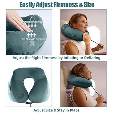 Neck Pillows for Travel, Inflatable Neck Pillow for Airplane, Adjustable Neck/Chin Support Pillow for Trains, Cars, Travel Accessories for Airplane