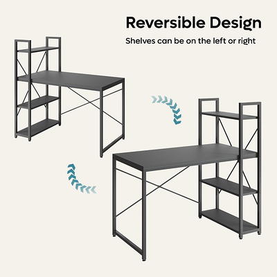 Bestier Computer Office Desk With Steel Frame, Reversible Book