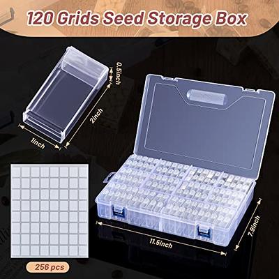 Clear Seed Storage Organizer 64 Slots Grid Box Planting Seed Container With  Label Stickers For Flower Plants Vegetable Seeds