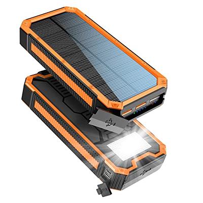 Portable Charger with Built in Cable 30000mAh Solar Power Bank Solar Phone  Charger PD 20W Fast