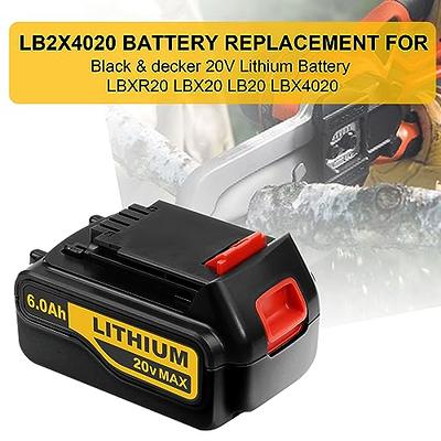 2Pack 20V Lithium-ion Battery for BLACK+DECKER 20 Volt LBXR20 LBX20 LB20  6000mAh